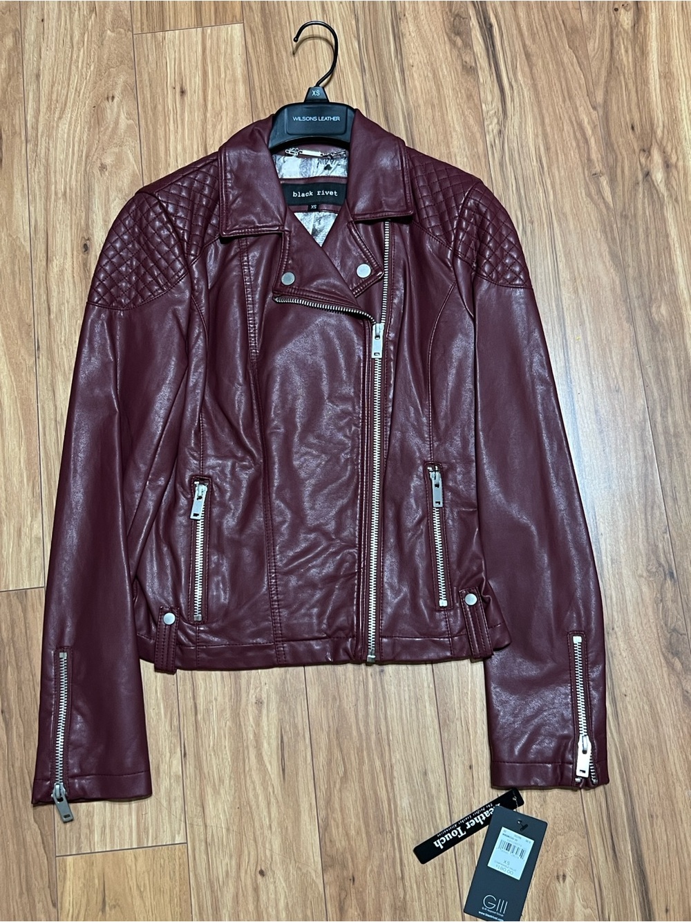 Black Rivet Women's Wine Faux Leather Moto Jacket